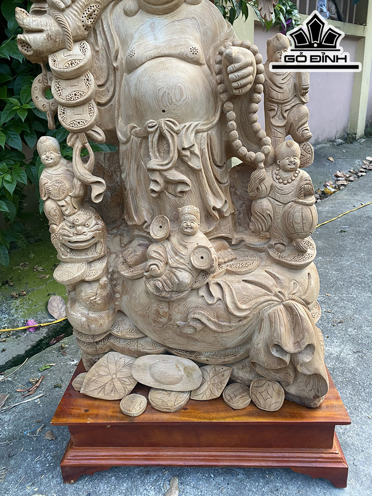 Tượng Phật Di Lặc Gỗ Ngọc Am Cao 90 Ngang 50 Sâu 25 (cm)