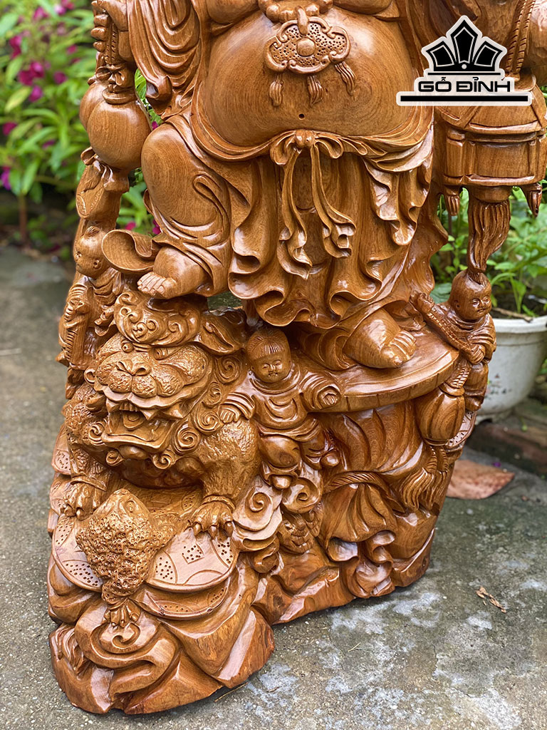 Tượng Phật Di Lặc Ngũ Phúc Gỗ Hương Cao 89 Ngang 47 Sâu 33 (cm)
