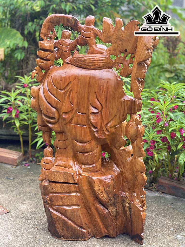 Tượng Phật Di Lặc Ngũ Phúc Gỗ Hương Cao 89 Ngang 47 Sâu 33 (cm)