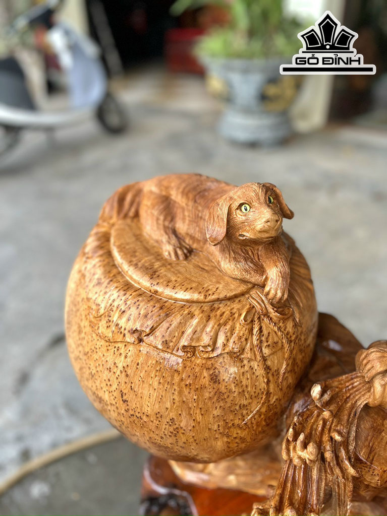 Tượng Tế Công Gỗ Nu Ngọc Am Ngang 83 Cao 52 Sâu 33 (cm)