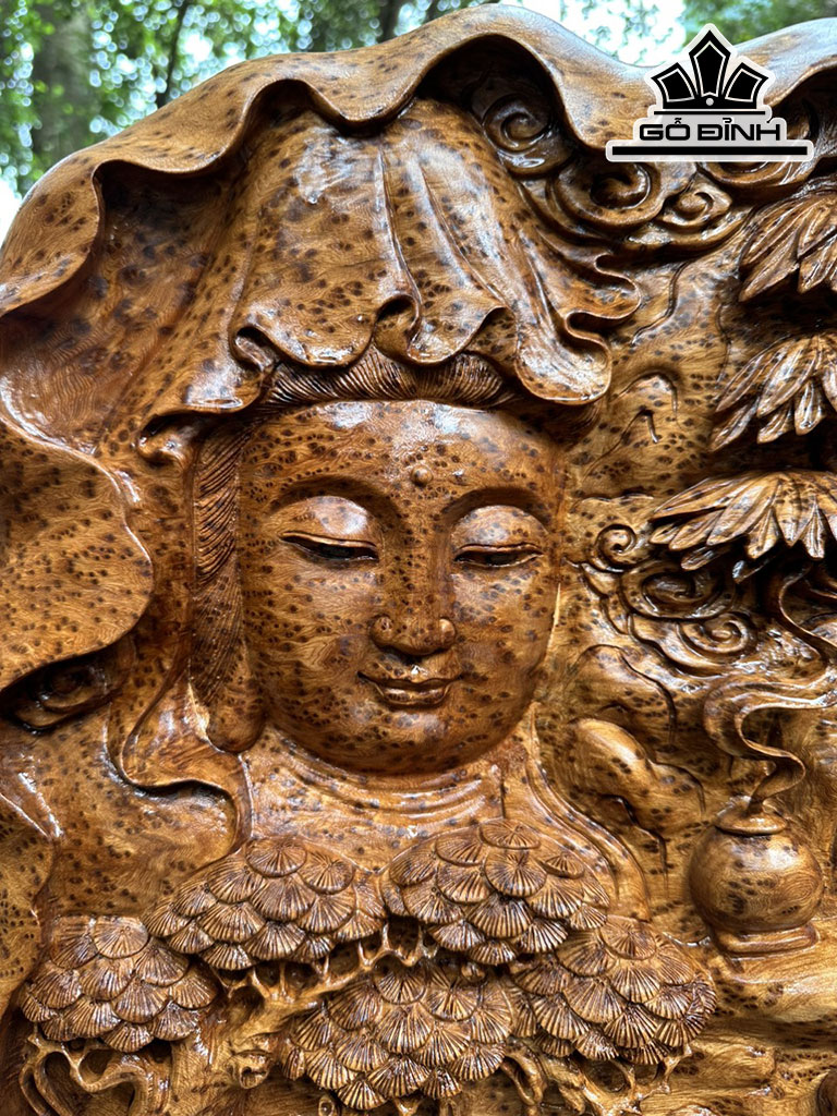 Diện Nhất Tâm Bái Phật Gỗ Nu Ngọc Am Ngang 46 Cao 49 Sâu 5 (cm)