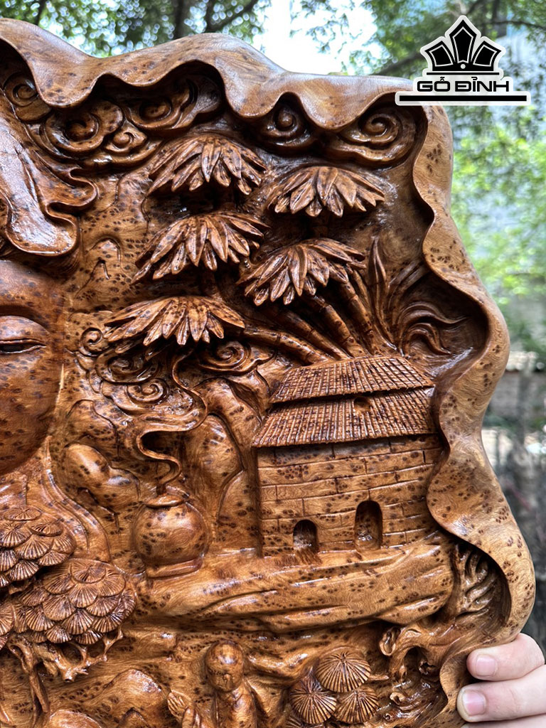 Diện Nhất Tâm Bái Phật Gỗ Nu Ngọc Am Ngang 46 Cao 49 Sâu 5 (cm)