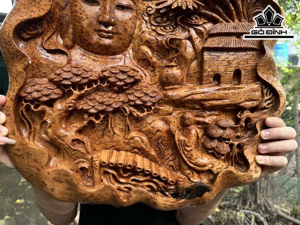 Diện Nhất Tâm Bái Phật Gỗ Nu Ngọc Am Ngang 46 Cao 49 Sâu 5 (cm)