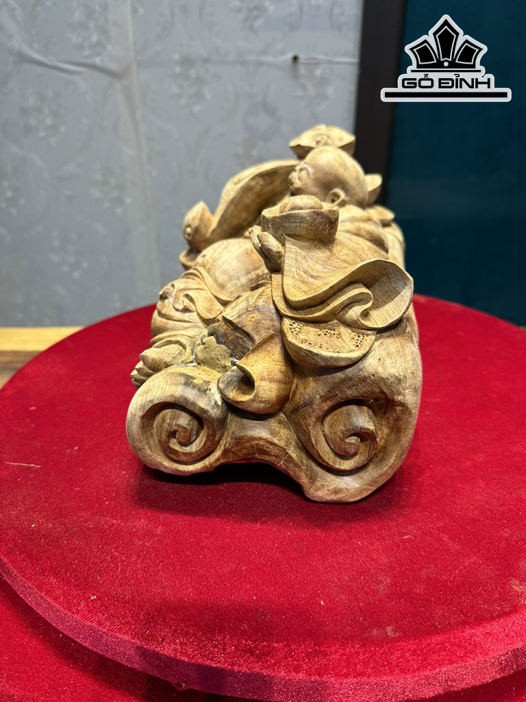 Tượng Phật Di Lặc Gỗ Ngọc Am Cao 18 Ngang 33 Sâu 21 (cm)