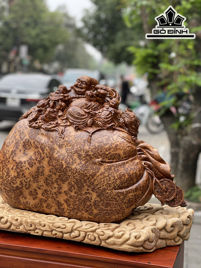 Tượng Phật Di Lặc Gỗ Nu Ngọc Am Cao 42 Ngang 62 Sâu 25 (cm)
