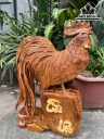 Tượng Gà Phong Thủy Gỗ Hương Cao 47 Ngang 28 Sâu 10 (cm)