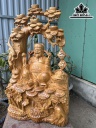 Tượng Thần Tài Gỗ Ngọc Am Cao 63 Ngang 35 Sâu 18 (cm)