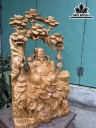 Tượng Thần Tài Gỗ Ngọc Am Cao 63 Ngang 35 Sâu 18 (cm)
