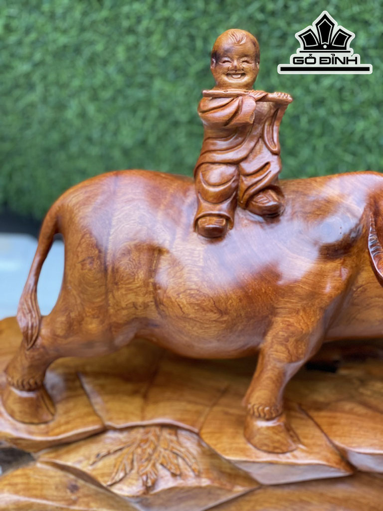 Tiểu Đồng Chăn Trâu Thổi Sáo Gỗ Hương Cao 33 Ngang 45 Sâu 25 (cm)
