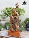 Tượng Đạt Ma Sư Tổ Gỗ Lũa Dổi Cao 108 Ngang 40 Sâu 17 Cao Cả Kỷ 128 (cm)