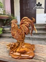 Tượng Gà Trống Gỗ Hương Cao 48 Ngang 40 Sâu 25 (cm)