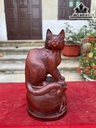Tượng Mèo Gỗ Tử Đàn Cao 42 Ngang 22 Sâu 20 (cm)