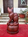 Tượng Mèo Gỗ Tử Đàn Cao 42 Ngang 22 Sâu 20 (cm)