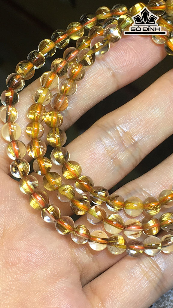 Chuỗi Đá Thạch Anh Tóc Vàng Đường Kính Hạt 5,2 (mm) 20.7gr