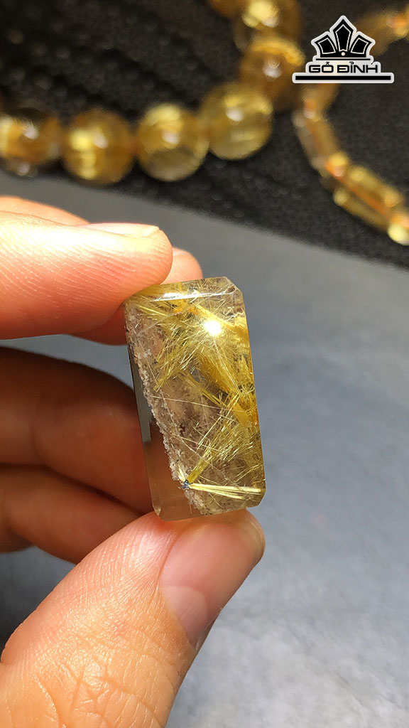 Mặt Dây Chuyền Đá Thạch Anh Tóc Vàng Cao 22,5 Ngang 13 Sâu 12 (mm) 8gr