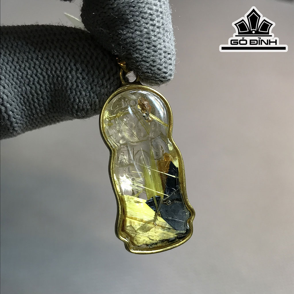 Mặt Dây Chuyền Đá Thạch Anh Tóc Vàng Cao 33,3 Ngang 16,4 Sâu 9,2 (mm) 8,1gr