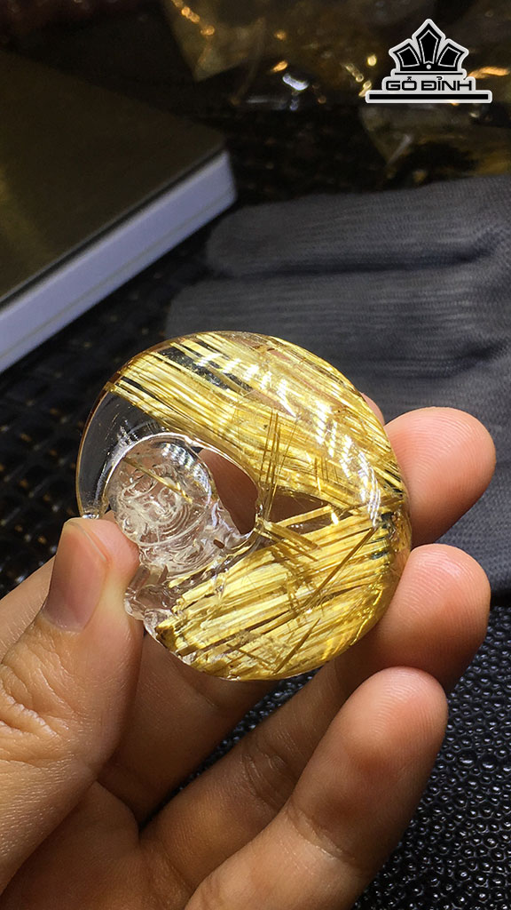 Mặt Dây Chuyền Đá Thạch Anh Tóc Vàng Cao 45,4 Ngang 37 Sâu 11,8 (mm) 24,2gr