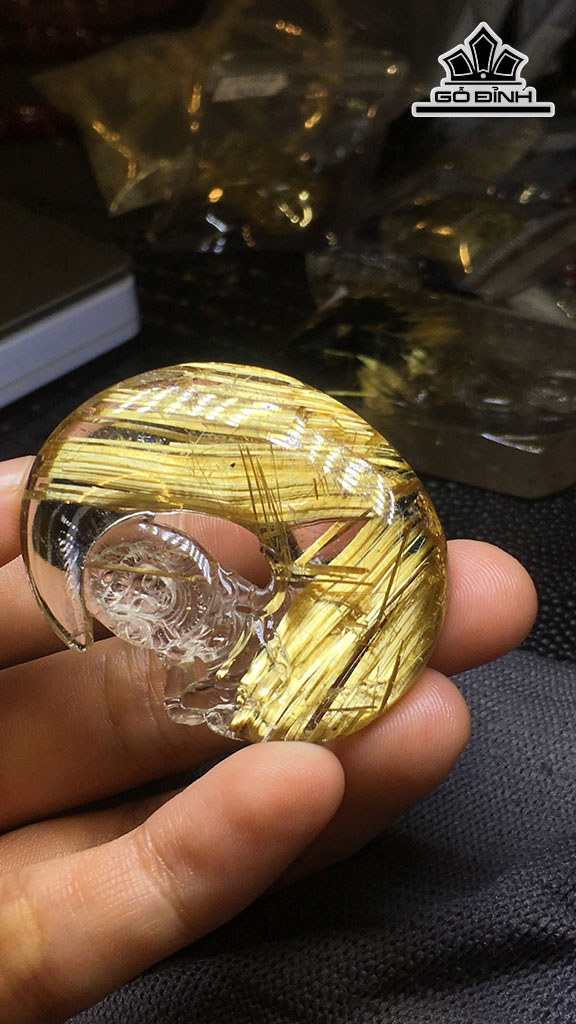 Mặt Dây Chuyền Đá Thạch Anh Tóc Vàng Cao 45,4 Ngang 37 Sâu 11,8 (mm) 24,2gr