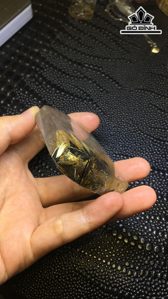 Mặt Dây Chuyền Đá Thạch Anh Tóc Vàng Cao 62,8 Ngang 44,6 Sâu 13,8 (mm) 86,4gr