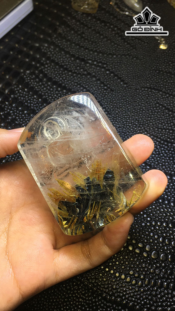 Mặt Dây Chuyền Đá Thạch Anh Tóc Vàng Cao 62,8 Ngang 44,6 Sâu 13,8 (mm) 86,4gr