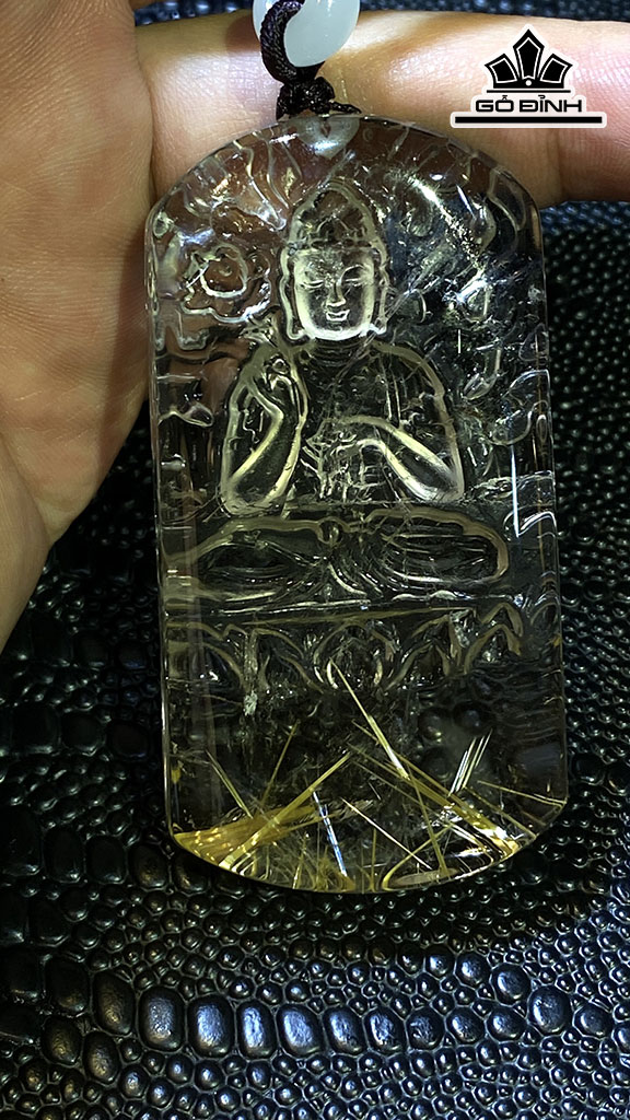 Mặt Dây Chuyền Đá Thạch Anh Tóc Vàng Cao 72,6 Ngang 37,9 Sâu 13 (mm) 73,6gr