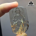 Mặt Dây Chuyền Quan Âm Đá Thạch Anh Tóc Vàng Cao 38,4 Ngang 24,6 Sâu 12,5 (mm) 22,2gr
