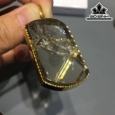 Mặt Dây Chuyền Quan Âm Đá Thạch Anh Tóc Vàng Cao 41 Ngang 24,7 Sâu 10,2 (mm) 22,9gr
