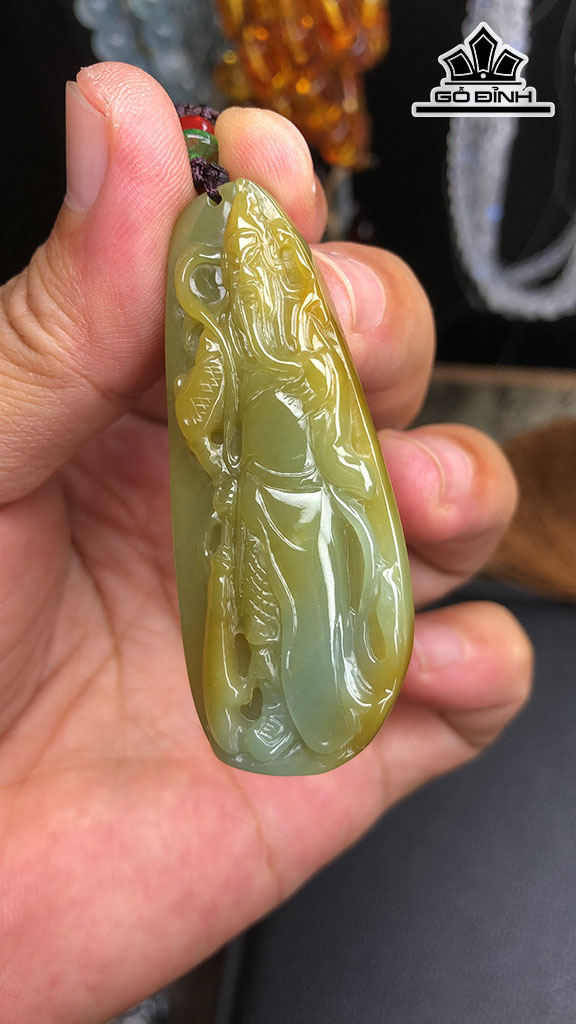 Mặt Dây Chuyền Quan Công Đá Cẩm Thạch Cao 57 Ngang 23 Sâu 7,3 (mm) 18,8gr