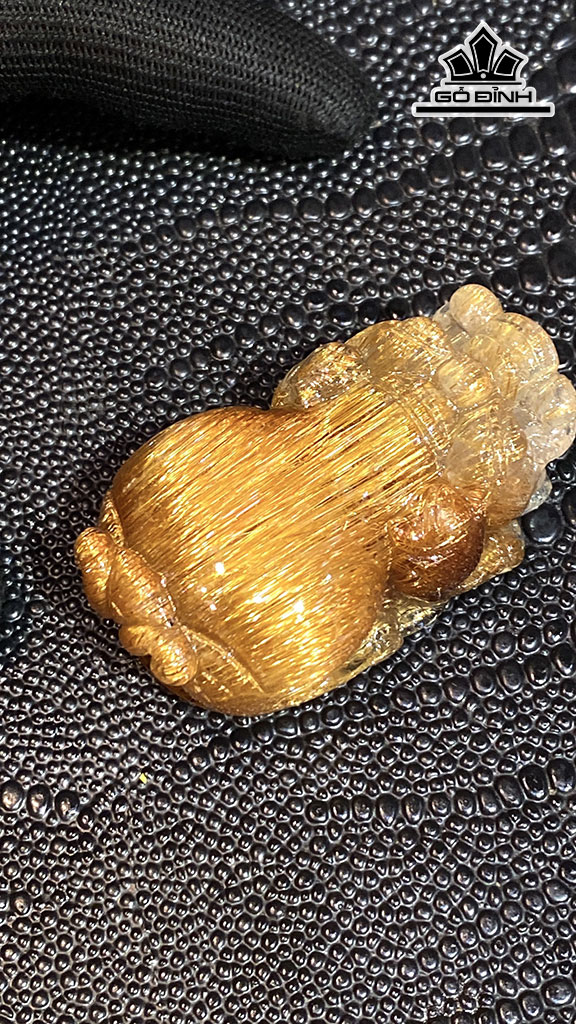 Mặt Dây Chuyền Tỳ Hưu Đá Thạch Anh Tóc Nâu Cao 60 Ngang 34,6 Sâu 23,6 (mm) 86gr