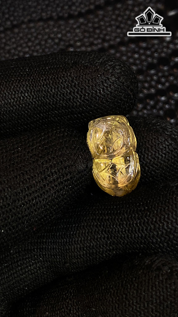 Mặt Dây Chuyền Tỳ Hưu Đá Thạch Anh Tóc Vàng Cao 19 Ngang 11,3 Sâu 10,8 (mm) 4gr