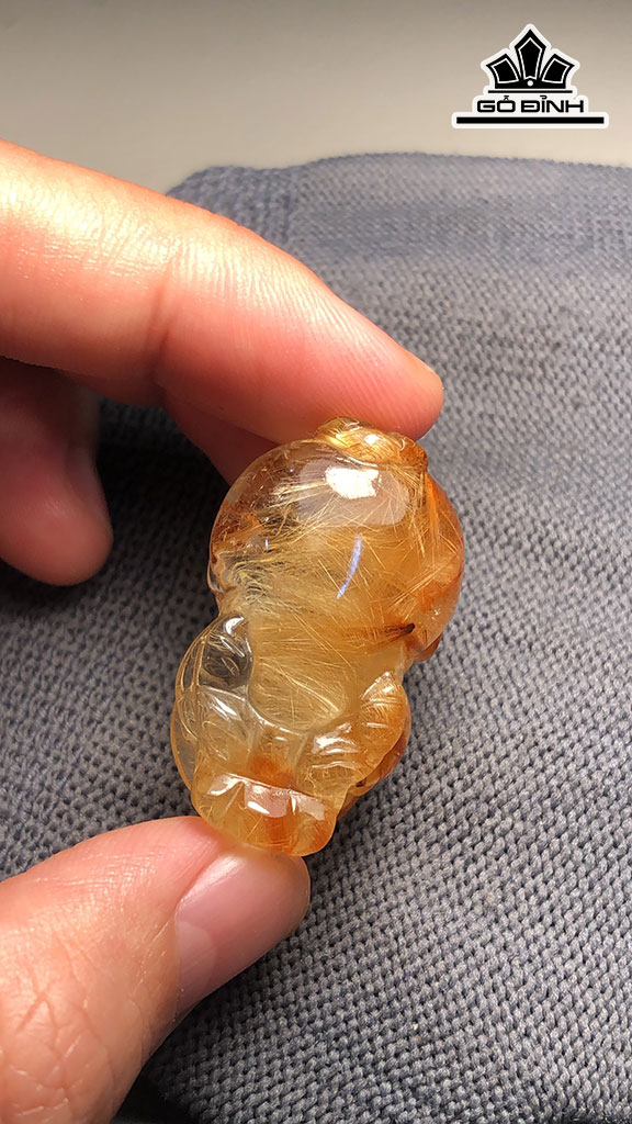 Tỳ Hưu Đá Thạch Anh Tóc Vàng Cao 31,8 Ngang 19 Sâu 15,2 (mm) 15,7gr