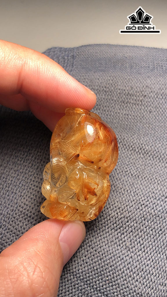 Tỳ Hưu Đá Thạch Anh Tóc Vàng Cao 31,8 Ngang 19 Sâu 15,2 (mm) 15,7gr