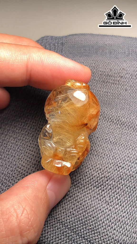 Tỳ Hưu Đá Thạch Anh Tóc Vàng Cao 31,8 Ngang 19 Sâu 15,2 (mm) 15,7gr