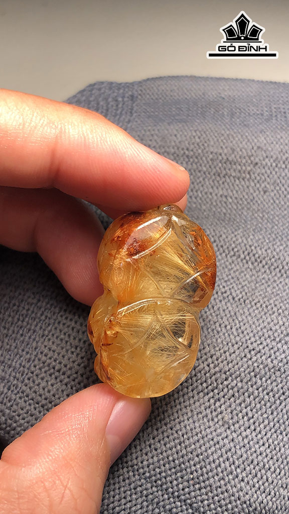 Tỳ Hưu Đá Thạch Anh Tóc Vàng Cao 31,8 Ngang 19 Sâu 15,2 (mm) 15,7gr