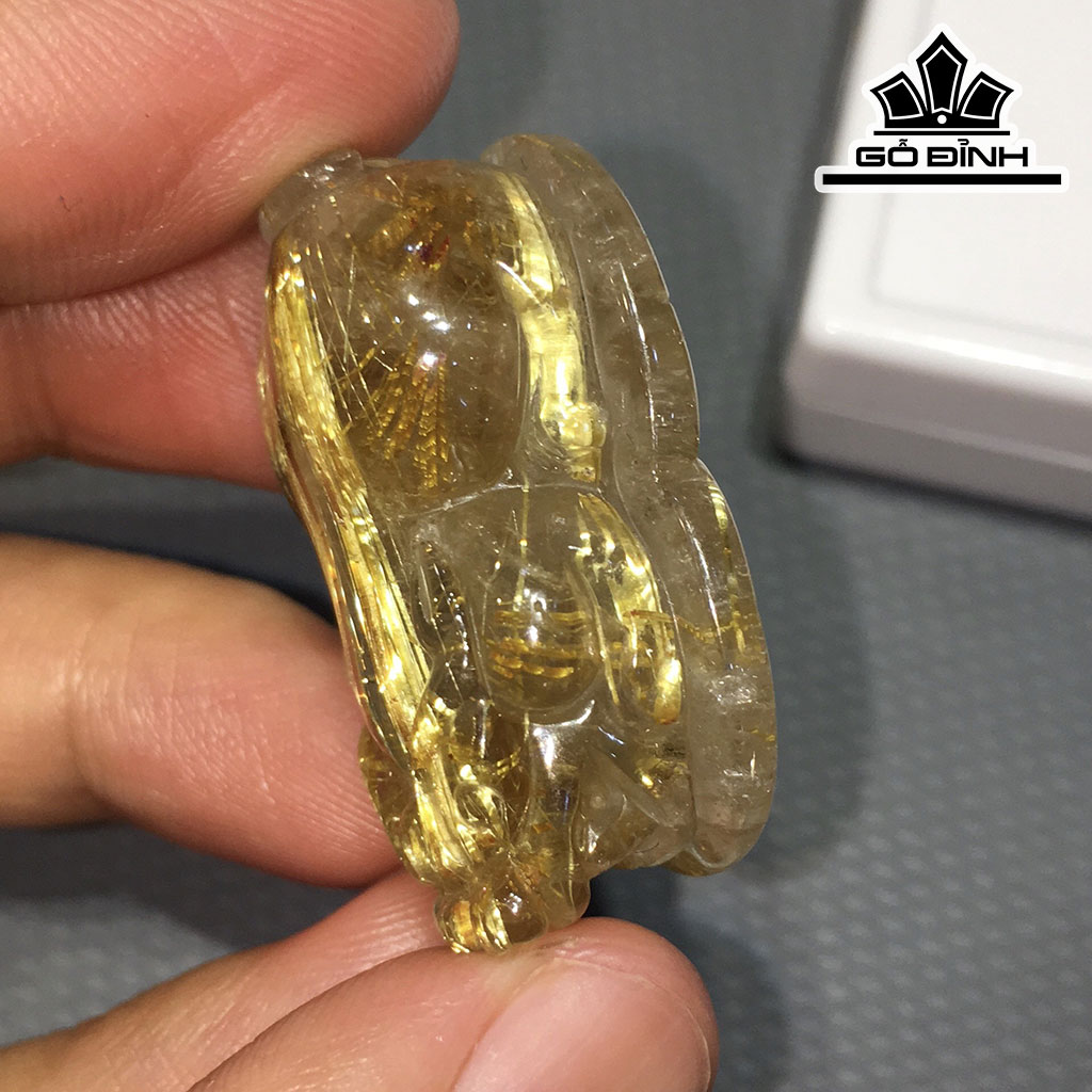 Tỳ Hưu Đá Thạch Anh Tóc Vàng Cao 32,6 Ngang 18,7 Sâu 14,4 (mm) 15,7gr