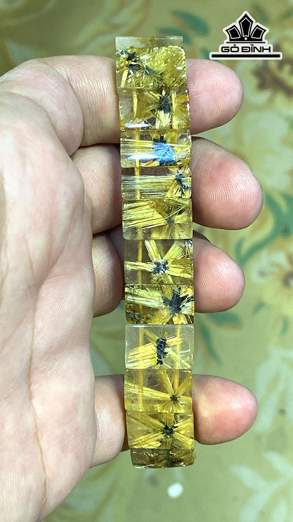 Vòng Bản Hoa Thị Đá Thạch Anh Tóc Vàng Đường Kính 15 (mm) 47.5gr