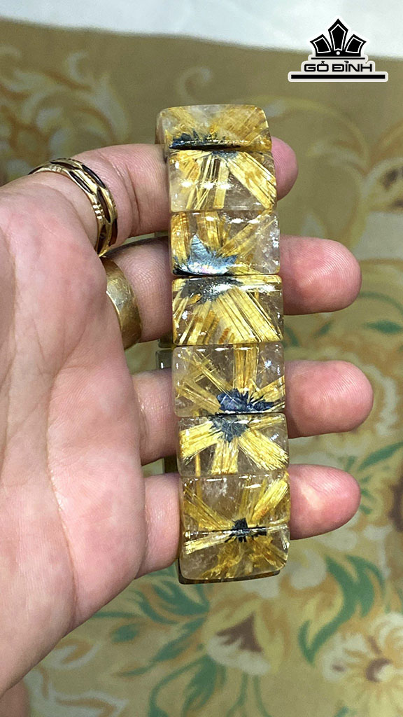 Vòng Bản Hoa Thị Đá Thạch Anh Tóc Vàng Đường Kính 23,5 (mm) 105.5gr