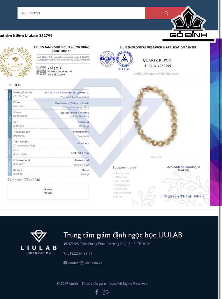 Vòng Tay Đá Thạch Anh Tóc Vàng Đường Kính Hạt 8,26-7,64 (mm) 80.86cts