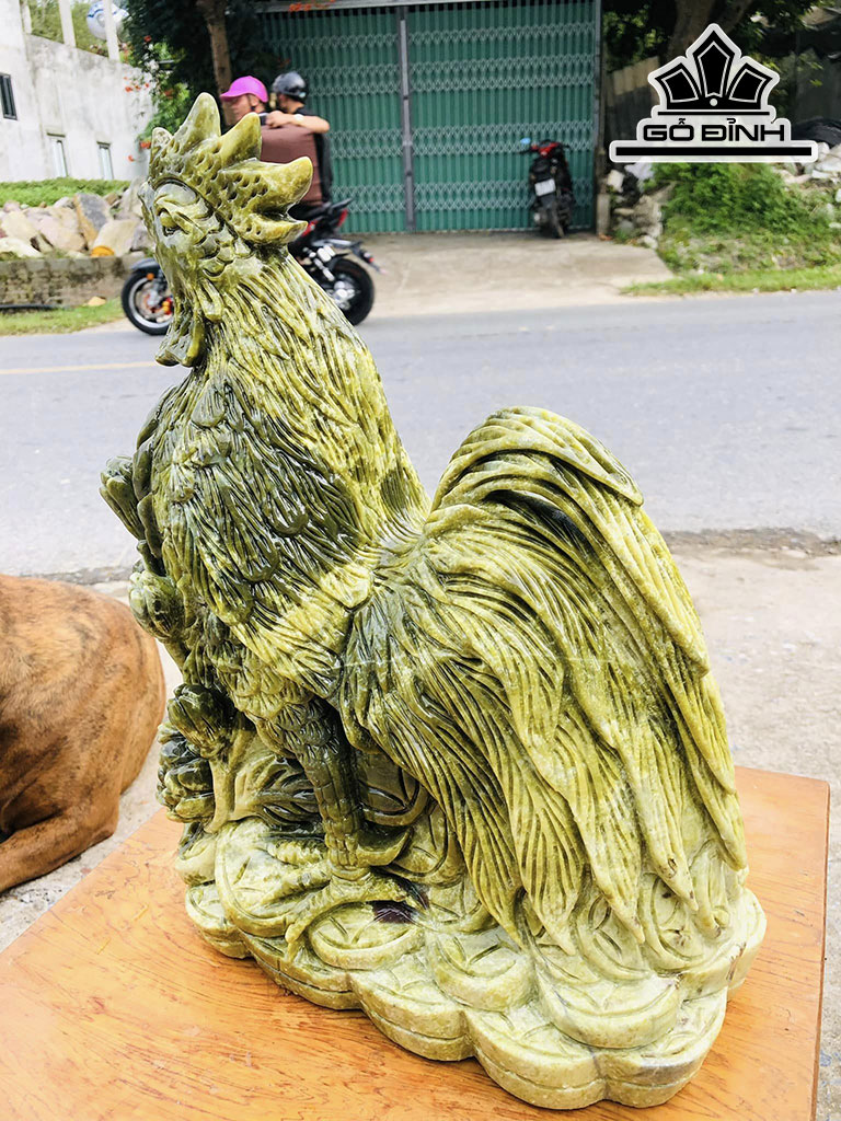 Tượng Kim Kê Đá Serpentine Cao 42 Ngang 18 Sâu 31 (cm) 22kg