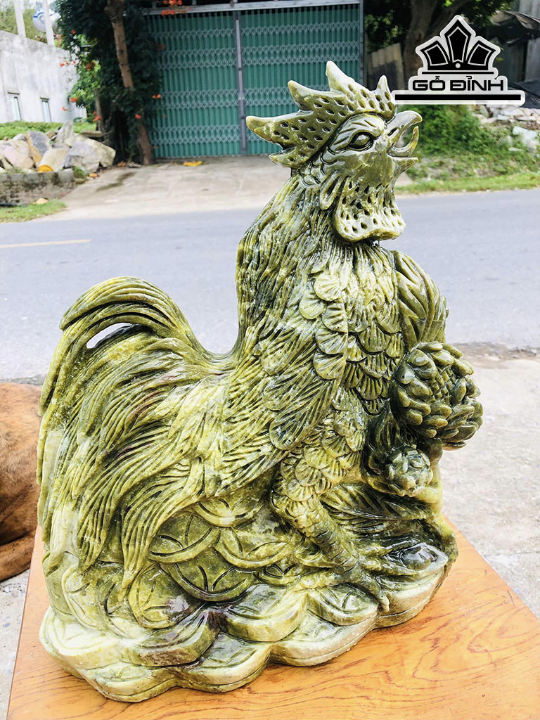 Tượng Kim Kê Đá Serpentine Cao 42 Ngang 18 Sâu 31 (cm) 22kg