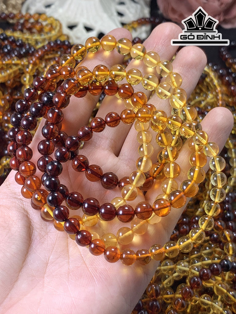 Vòng Tay Đá Hổ Phách Đường Kính Hạt 7,5 (mm)