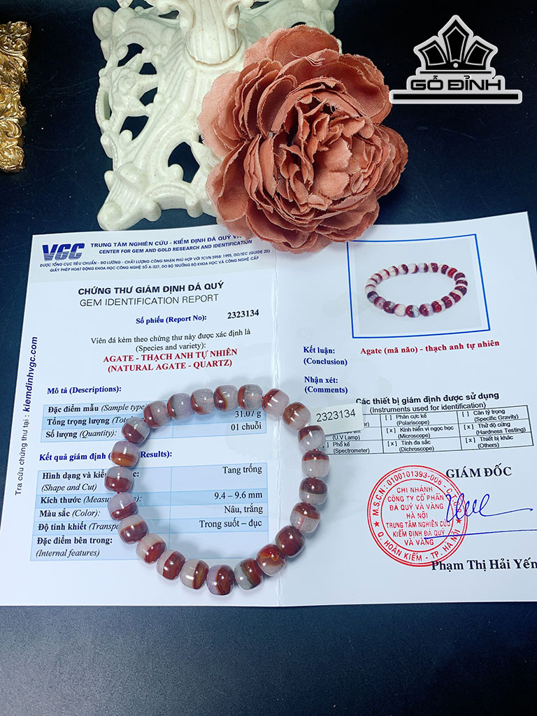 Vòng Tay Đá Mã Não Đường Kính Hạt 10,5 (mm)
