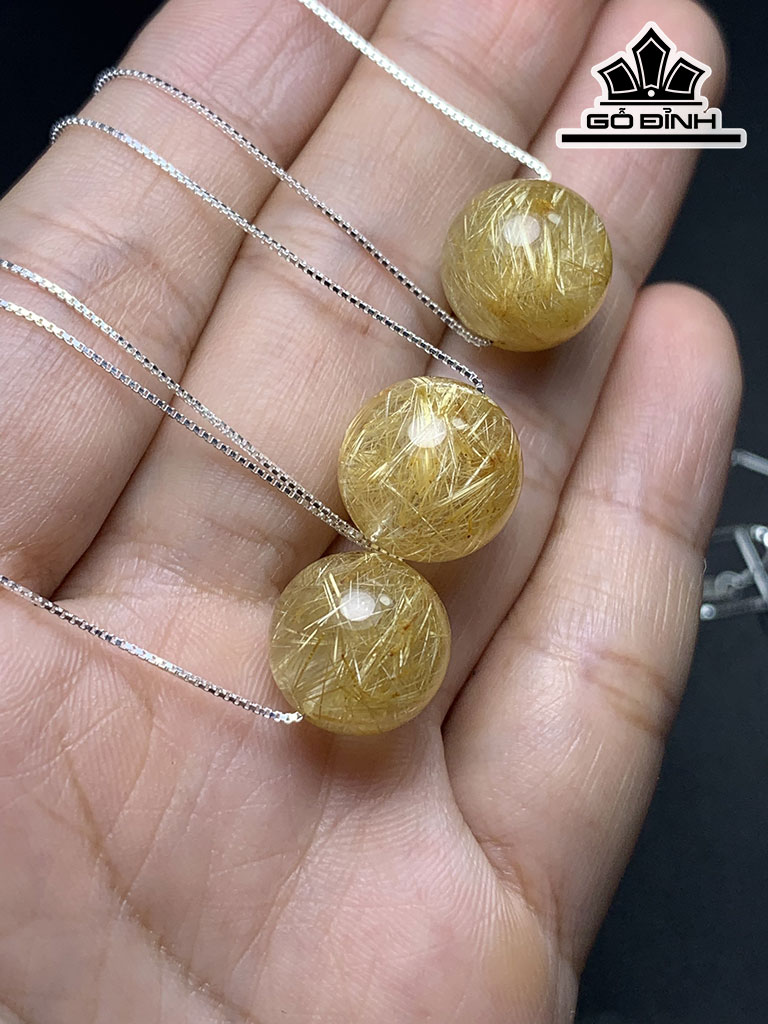 Vòng Tay Đá Thạch Anh Tóc Vàng Đường Kính Hạt 12,8-13 (mm)