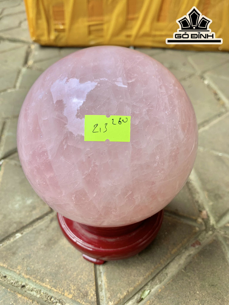 Bi Cầu Đá Thạch Anh Hồng Đường Kính 12 (cm) 2.3kg