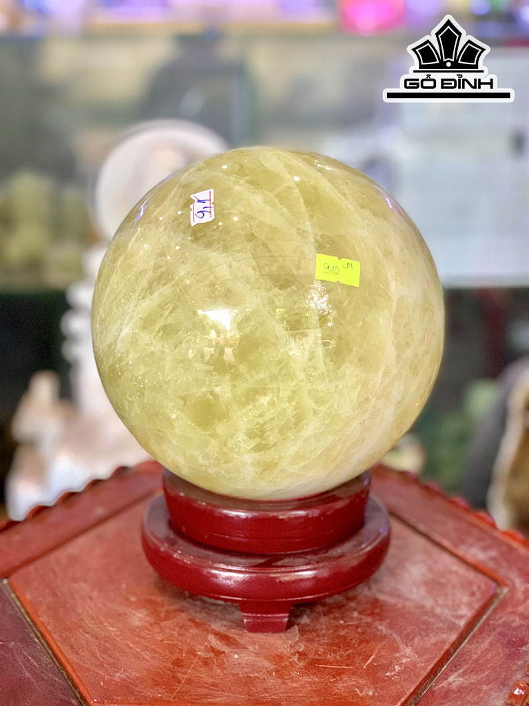 Bi Cầu Đá Thạch Anh Vàng Đường Kính 18 (cm) 9.10kg