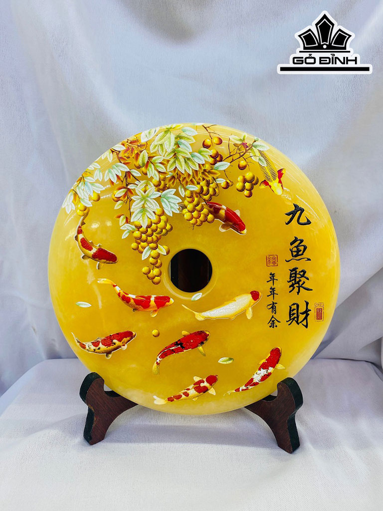 Tác Phẩm Đồng Điếu Đá Ngọc Hoàng Long Đường Kính 20 (cm)