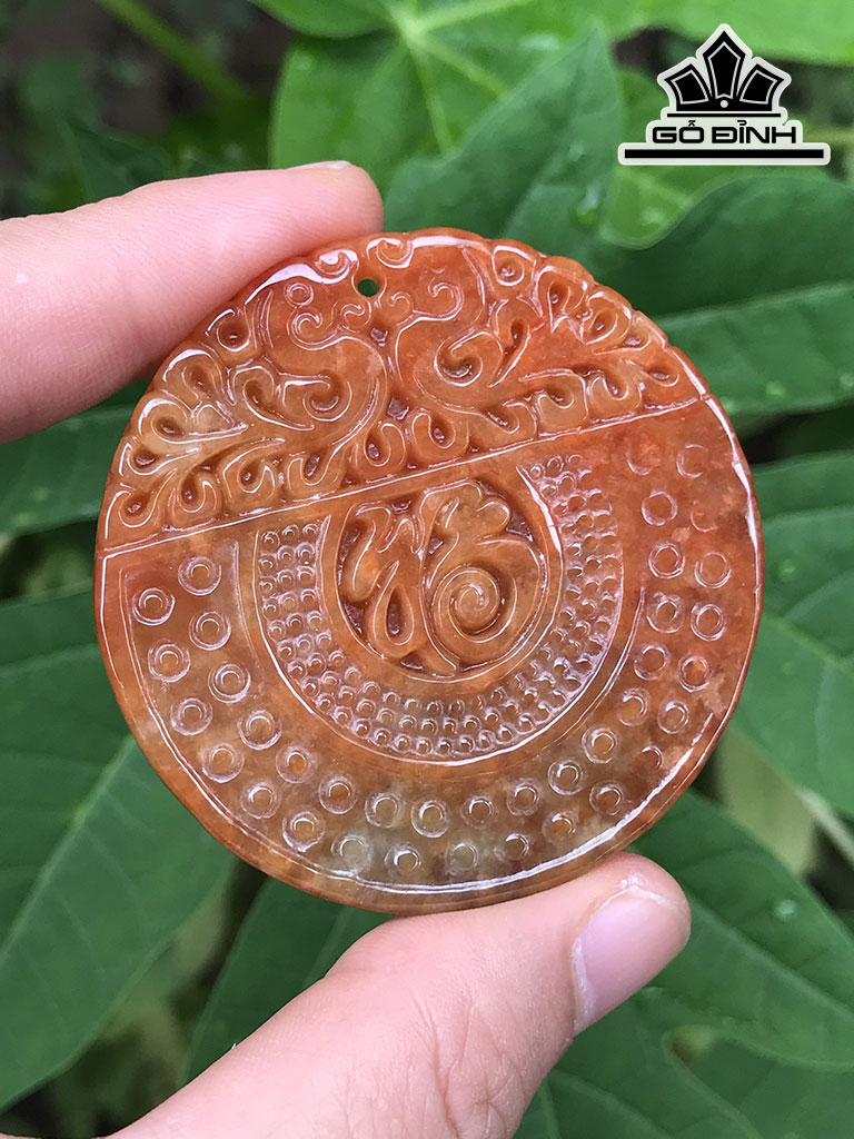 Mặt Dây Chuyền Đá Cẩm Thạch (Jadeite) Cao 5,2 Ngang 5,2 Sâu 3,5 (cm)