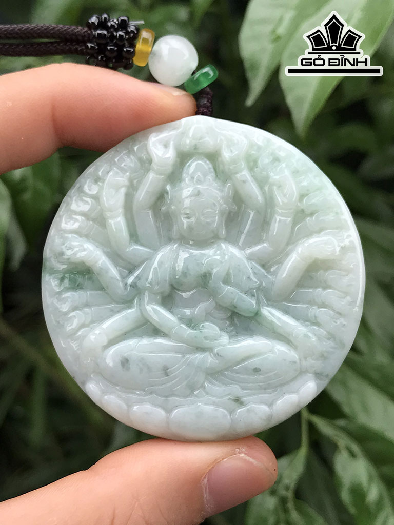 Mặt Dây Chuyền Đá Cẩm Thạch (Jadeite) Cao 52,8 Ngang 52,3 Sâu 9 (mm)