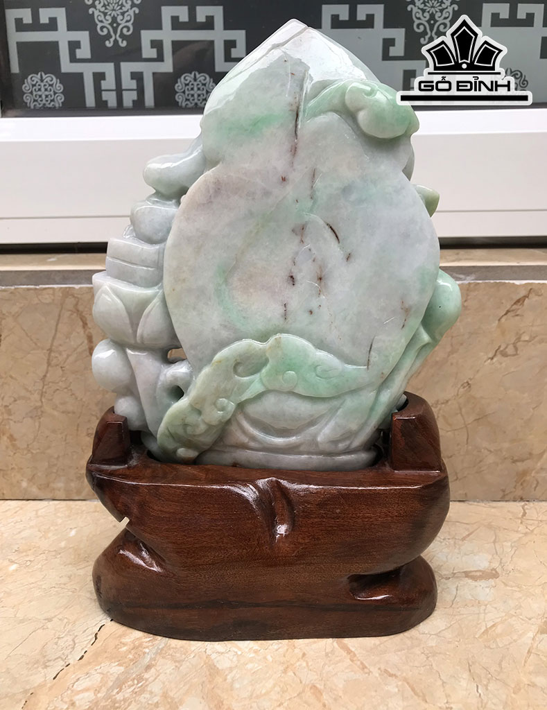 Tượng Quán Thế Âm Đá Cẩm Thạch (Jadeite) Cao 30 Ngang 17,5 Sâu 8 (cm) 3,1kg