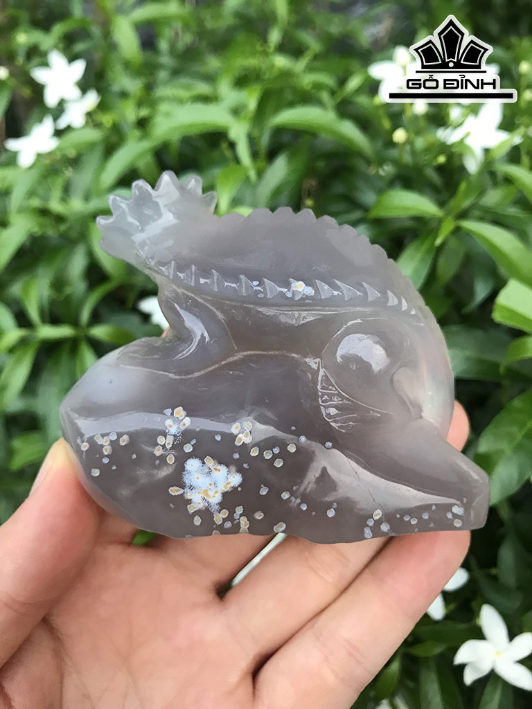 Tượng Tắc Kè Đá Mã Não Cao 8,5 Ngang 7 Sâu 2,5 (cm)